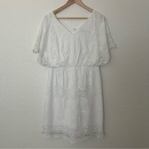 Ann Taylor White Dress with Embroidery & Lace Details